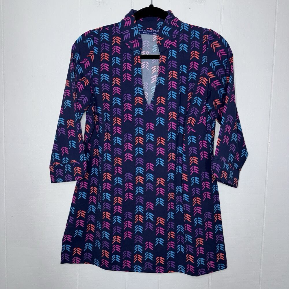 Katherine Way Women’s Nylon Stretch Tunic Top Blue Size Medium